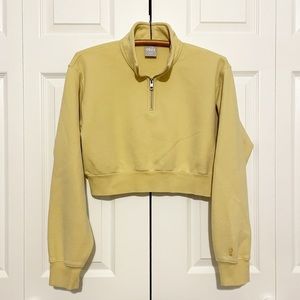 Tna Aritzia Cozy Fleece Perfect 1/4 Zip Pullover Sweatshirt Cropped Size Medium